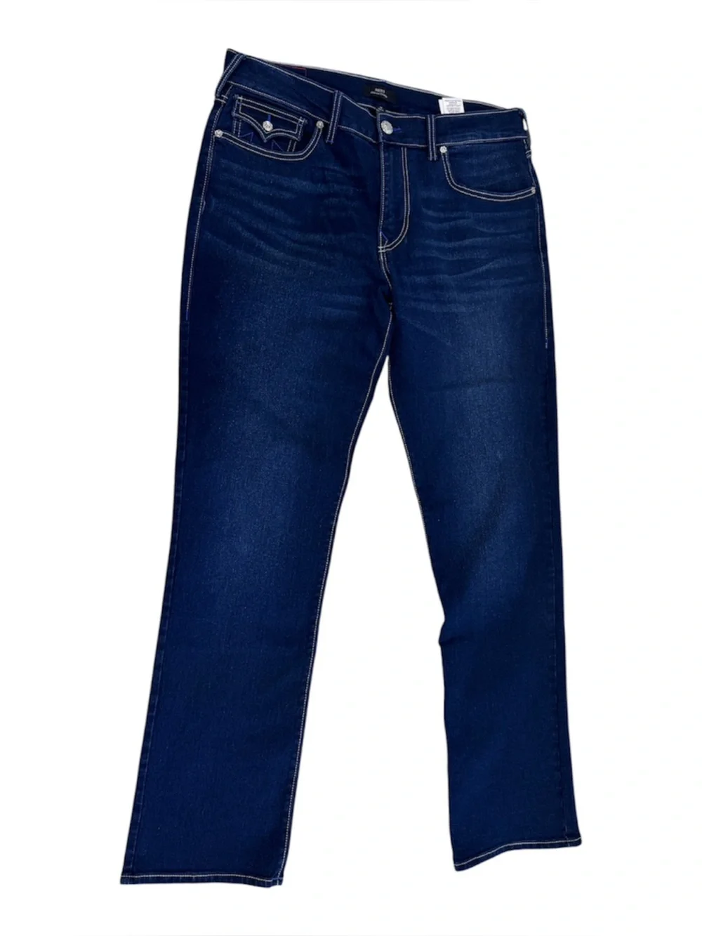 True Religion dark blue Ricky Relaxed Straight Flap Jeans